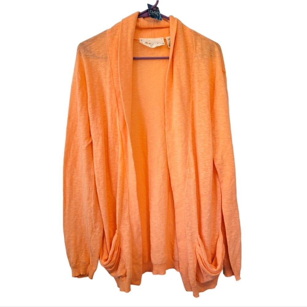 Anthropologie Coincidence & Chance Bright Orange Lightweight Cardigan Sweater L